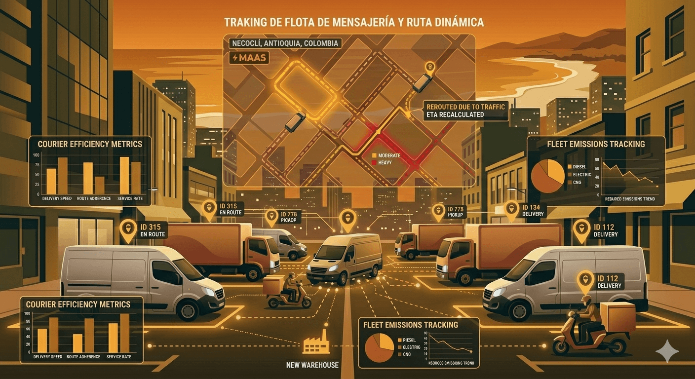 Courier fleet tracking and dynamic routing - IA